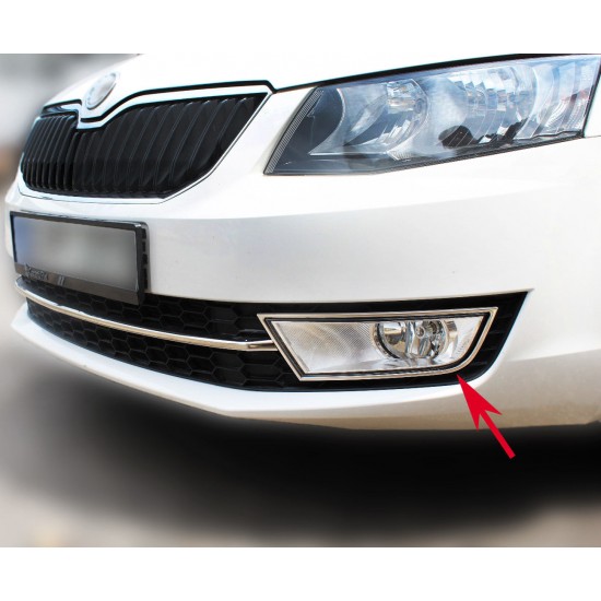 Ornamente cromate pentru proiectoare/faruri ceata Skoda Octavia 3, III 2013-2016