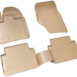 Set de 5 covorase bej cauciuc 3D stil tavita premium pentru Audi Q7 2005-2015