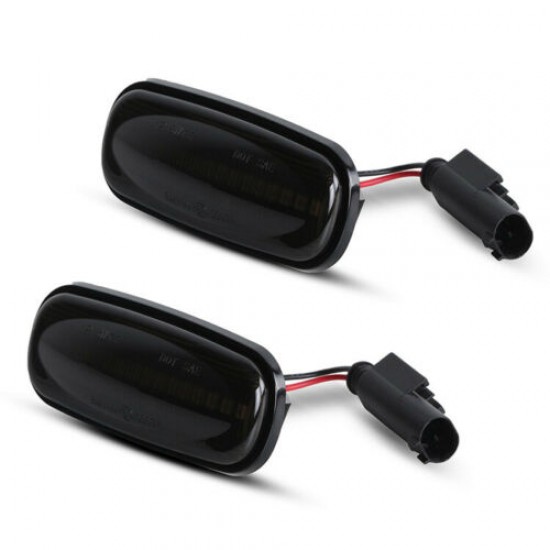 Set de 2 Lampi semnalizare laterala/aripi LED fumurii pentru Land Rover Discovery 2, Freelander 1, Defender, Rover 45, 75,