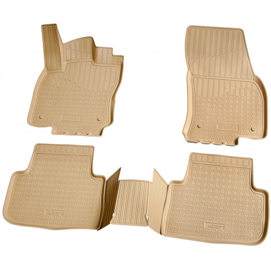 Set de 4 covorase bej cauciuc 3D stil tavita premium pentru VW Tiguan II AD1 din 2016