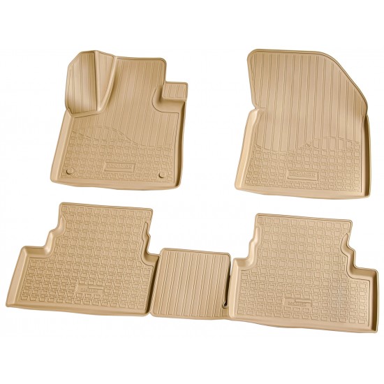 Set de 4 covorase bej cauciuc 3D stil tavita premium pentru Peugeot 3008 II  din 2016, Opel Grandland X din 2017