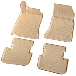 Set de 4 covorase bej cauciuc 3D stil tavita premium pentru Mercedes CLA C117, GLA X156,  A-Class W176