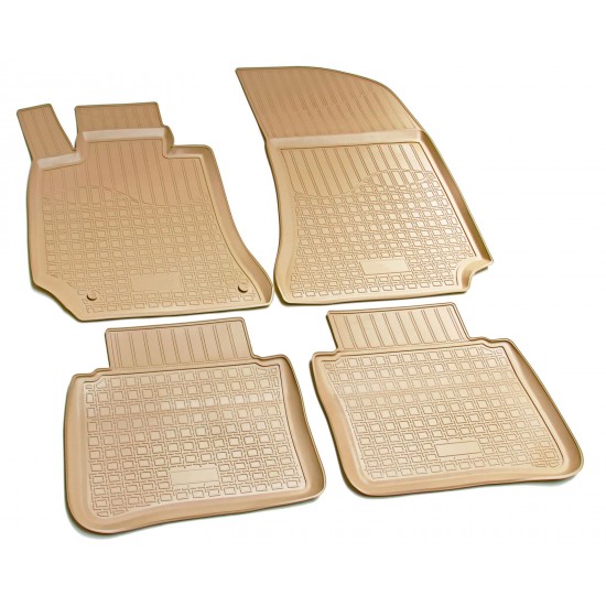 Set de 4 covorase bej cauciuc 3D stil tavita premium pentru Mercedes E-Class W212, S212