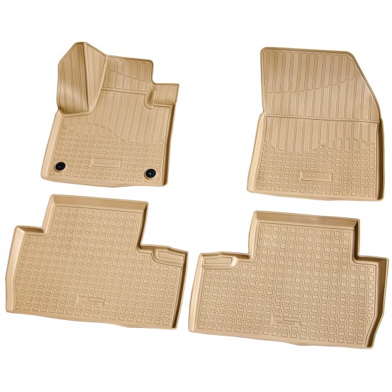 Set de 4 covorase bej cauciuc 3D stil tavita premium pentru Peugeot 5008 II din 2017