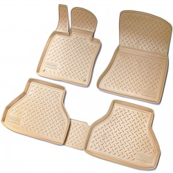 Set de 4 covorase bej cauciuc 3D stil tavita premium pentru BMW X5 E70 2006-2013, BMW X6 E71 2008-2014