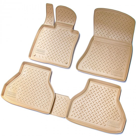 Set de 4 covorase bej cauciuc 3D stil tavita premium pentru BMW X5 E70 2006-2013, BMW X6 E71 2008-2014