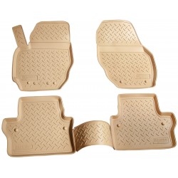 Set de 4 covorase bej cauciuc 3D stil tavita premium pentru Volvo V70, XC70, S80 II 2006-2016