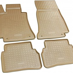 Set de 4 covorase bej cauciuc 3D stil tavita premium pentru Mercedes C-Class W205, S205 din 2014