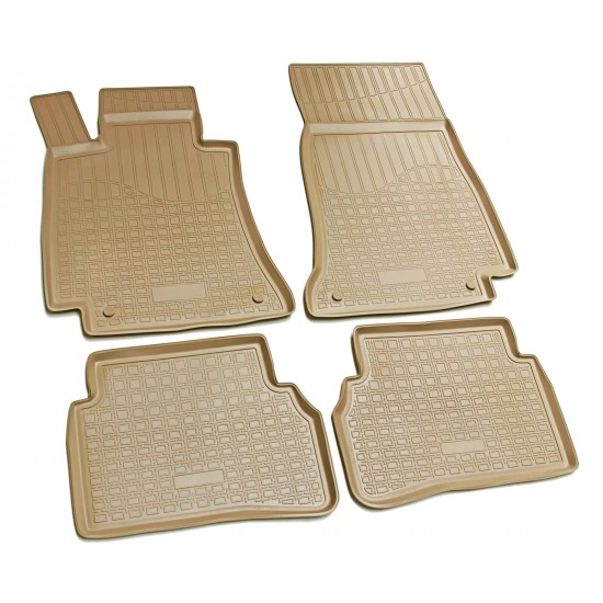 Set de 4 covorase bej cauciuc 3D stil tavita premium pentru Mercedes C-Class W205, S205 din 2014