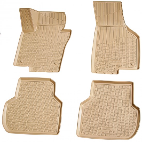 Set de 4 covorase bej cauciuc 3D stil tavita premium pentru VW Jetta VI, 6 2010-2018