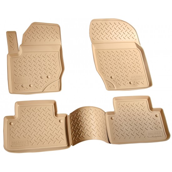 Set de 4 covorase bej cauciuc 3D stil tavita premium pentru Volvo XC90 I 2002-2014