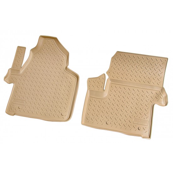 Set de 2 covorase bej cauciuc 3D stil tavita premium Mercedes Sprinter W906 2006-2018, VW Crafter 2006-2016