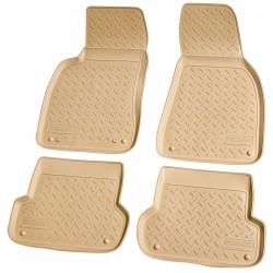 Set de 4 covorase bej cauciuc 3D stil tavita premium pentru Audi A4 B6, B7 din 2000-2008, Seat Exeo 2009-2013