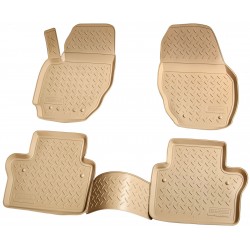 Set de 4 covorase bej cauciuc 3D stil tavita premium pentru Volvo S80 din 2006-2016, V70, XC70 din 2007-2016