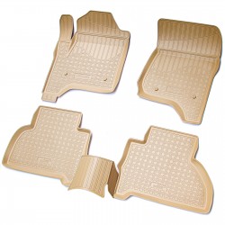 Set de 4 covorase bej cauciuc 3D stil tavita premium pentru  Cadillac Escalade, Chevrolet Suburban, Tahoe, GMC Yukon din 2015-2020