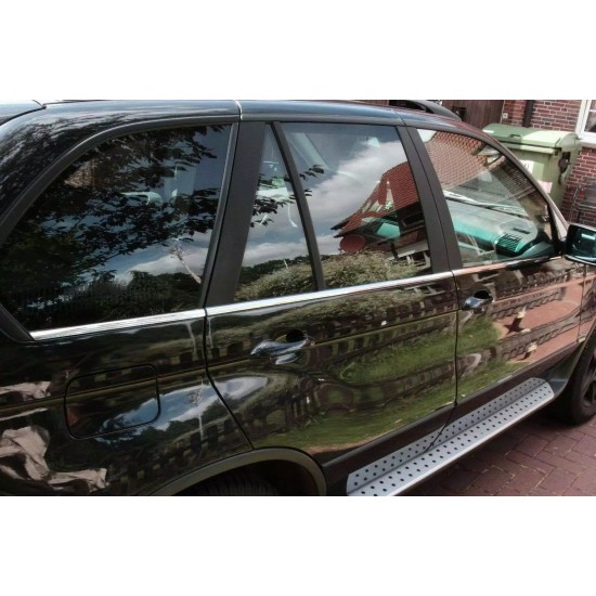 Set de 6 ornamente chedere/geamuri crom pentru BMW X5 E53 din 1999-2006