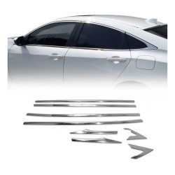 Set de 8 ornamente chedere/geamuri crom pentru Honda Civic 10 Berlina din 2017
