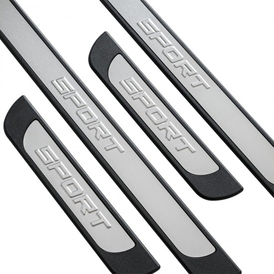 Set de 4 protectii universale pentru praguri din ABS si inox mat, stil SPORT