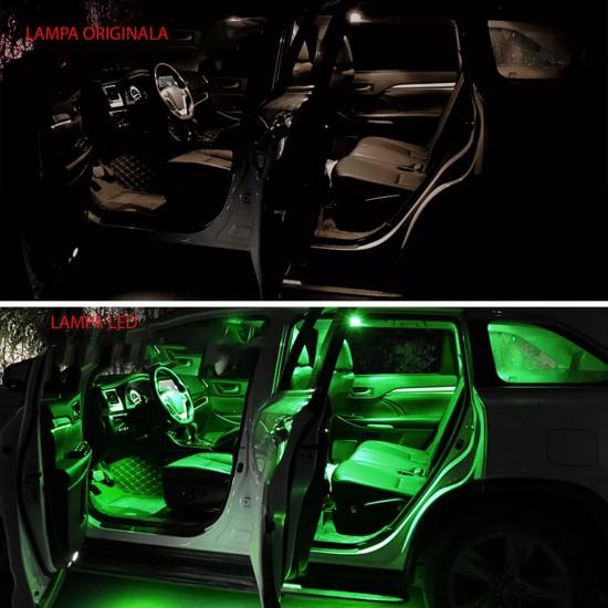 Set de 2 placi cu module LED lumina verde interior pentru  Skoda Fabia, Kamiq, Karoq, Kodiaq, Octavia 2,3,4, Rapid, Scala, Superb