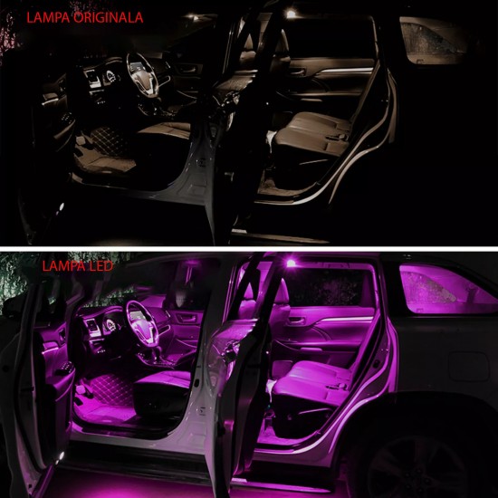 Set de 2 placi cu module LED lumina roz interior pentru Audi A1, A3, A4 B6,B7,B8, B9, A5, A6 C6, C7, C8, A8, Q2, Q3, Q5, Q7