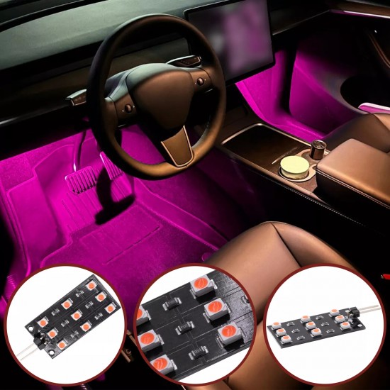 Set de 2 placi cu module LED lumina roz interior pentru Audi A1, A3, A4 B6,B7,B8, B9, A5, A6 C6, C7, C8, A8, Q2, Q3, Q5, Q7