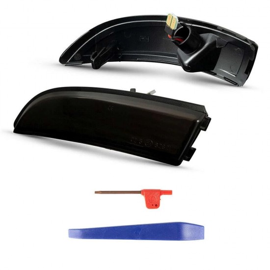 Set de 2 Lampi semnalizare oglinda LED fumurii pentru Ford Fiesta MK7 din 2008-2017, Ford B-Max din 2012-2017
