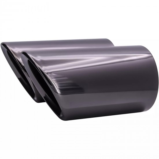 Set de 2 ornamente negru cromat toba de esapament/evacuare din inox, universale 140x70 mm