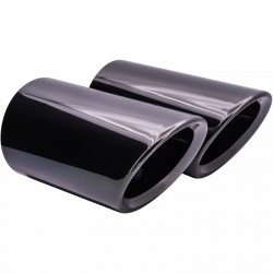 Set de 2 ornamente negru cromat toba de esapament/evacuare din inox, universale 136x70 mm
