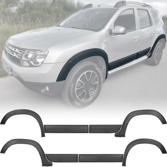 Set de 12 protectii aripi si usi overfendere premium, aspect offroad pentru Dacia Duster I din 2010-2017