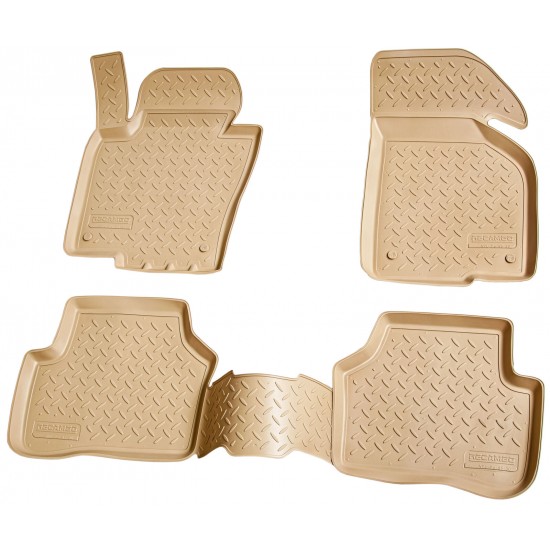 Set de 4 covorase bej cu covor median din cauciuc 3D stil tavita premium pentru VW Passat B6, CC, B7