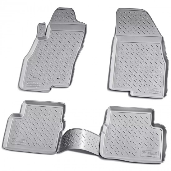 Set de 4 covorase gri din cauciuc 3D stil tavita premium pentru Fiat Punto, Evo, Grande 199 2005-2018