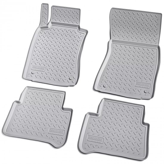 Set de 4 covorase gri cauciuc 3D stil tavita premium pentru Mercedes E-Class W211, S211 din 2002-2009