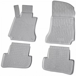 Set de 4 covorase gri cauciuc 3D stil tavita premium pentru Mercedes C-Class W204, S204 2007-2014