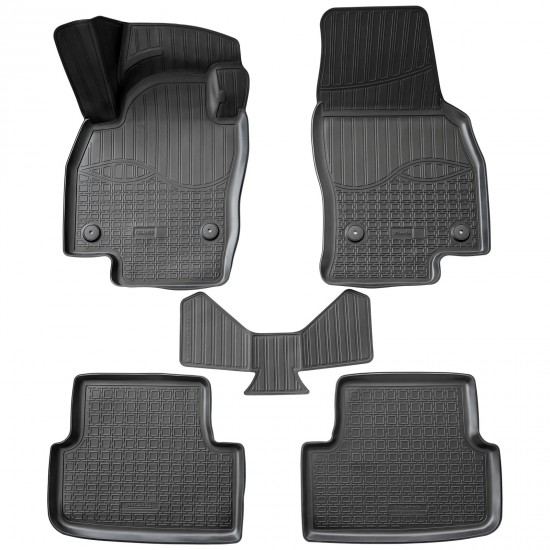 Set de 5 covorase cauciuc 3D stil tavita premium pentru VW Polo VI din 2017, VW Taigo din 2021