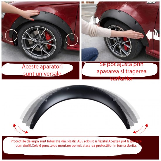 Set de 4 protectii aripi/overfendere universale, Diametru 83 cm, Latime 11, 5 cm