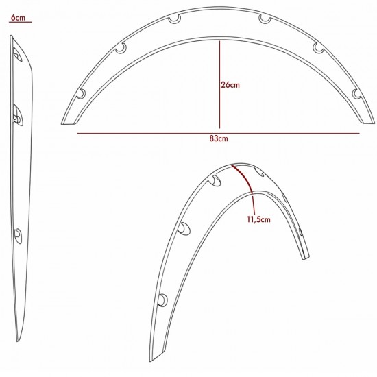 Set de 4 protectii aripi/overfendere universale, Diametru 83 cm, Latime 11, 5 cm