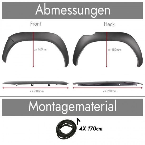 Set de 4 protectii/overfendere aripi pentru Toyota Hilux 8 Revo din 2015-2020