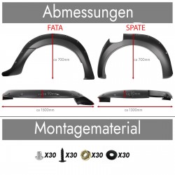 Set de 4 protectii/overfendere aripi pentru Ford Ranger T6 din 2015-2018