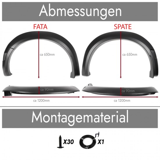 Set de 4 protectii/overfendere aripi pentru Ford Ranger T9 din 2022