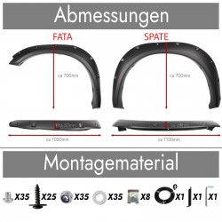 Set de 4 protectii/overfendere aripi pentru Dodge Ram 1500 din 2009-2018