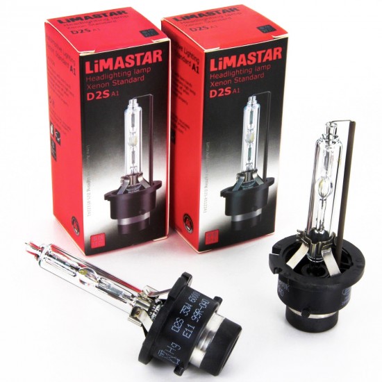 Set de 2 becuri Xenon D2S Limastar 6000K 35W cu lumina alb-rece pentru Alfa Romeo, Audi, BMW, Ford, Jaguar, Range Rover, Opel, Seat, Skoda, Honda, Mazda