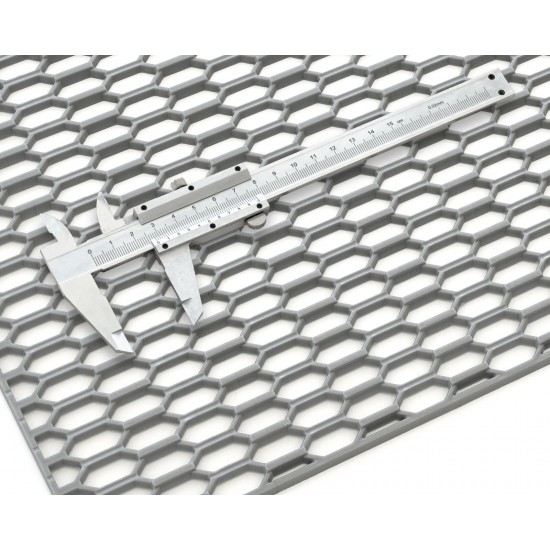 Grila/plasa tuning bara din plastic, 120X40 cm, gri inchis, stil fagure