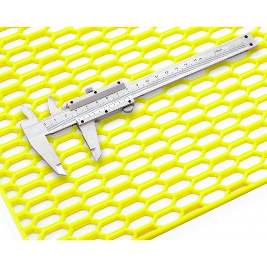 Grila/plasa tuning bara din plastic, 120X40 cm, galben neon, stil fagure